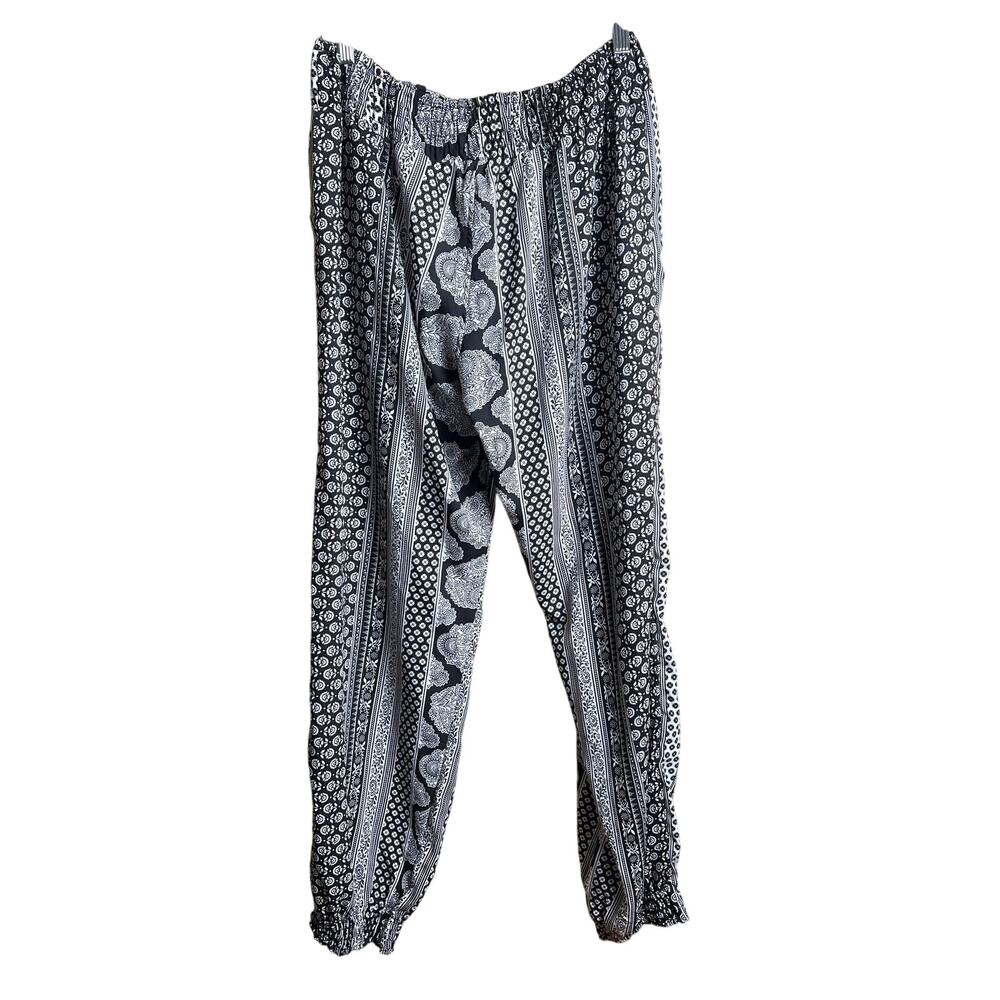 Elan Loose Wide Fit Women's Pants Size Large Black & White - Picture 2 of 7